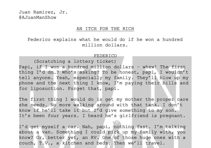 MEN+ (36-55) AN ITCH FOR THE RICH (Latino Diaspora)